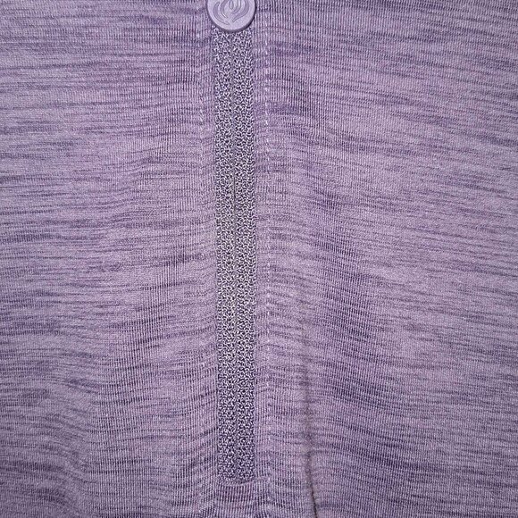 Apana Womenโs 1/4 Zip Long Sleeve Workout Top Purple Heather Thumbholes Wrap L - Picture 3 of 5